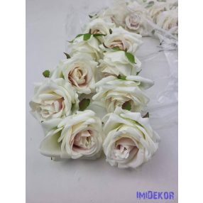 Rózsa selyemvirág fej D8cm - Ekrü-Rózsaszín