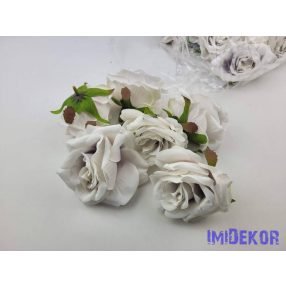 Rózsa selyemvirág fej D8cm - Átmenetes Törtfehér