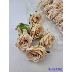 Rózsa selyemvirág fej D8cm - Púder Barack