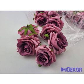 Rózsa selyemvirág fej D8cm - Sötét Rózsaszínes