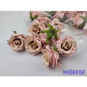 Rózsa selyemvirág fej D8cm - Korall-Bézs