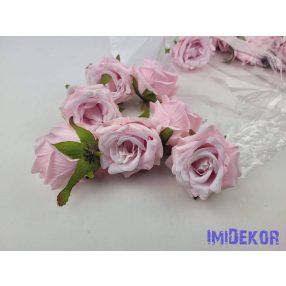 Rózsa selyemvirág fej D8cm - Rózsaszín