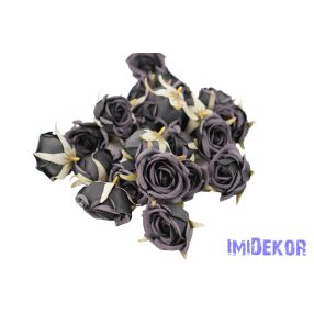 Rózsa selyemvirág fej 5 cm AUT - Fekete