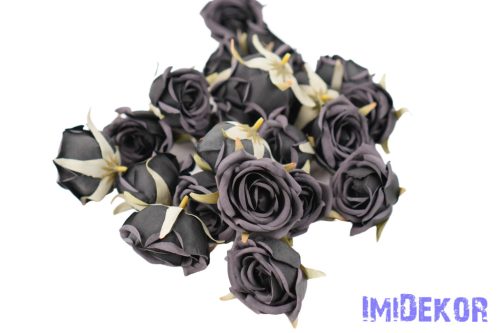 Rózsa selyemvirág fej 5 cm AUT - Fekete