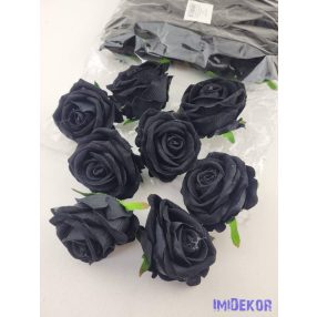 Rózsa bársonyos fej 7cm - Fekete