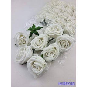 Rózsa bársonyos fej 7cm - Fehér