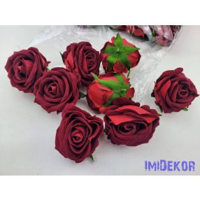 Rózsa bársonyos fej 7cm - Piros