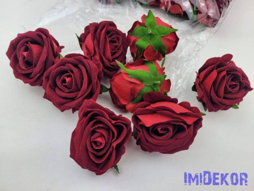 Rózsa bársonyos fej 7cm - Piros