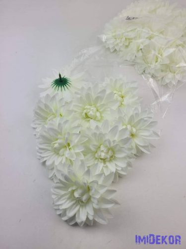 Dália selyemvirág fej 9cm - Törtfehér