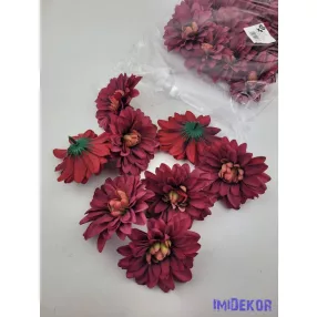 Dália selyemvirág fej 9cm - Burgundi