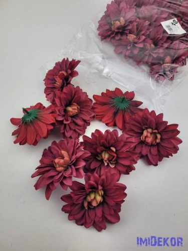 Dália selyemvirág fej 9cm - Burgundi