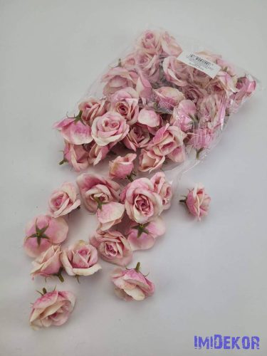 Rózsa selyemvirág fej kb 4-5cm - Barackos Rózsaszín