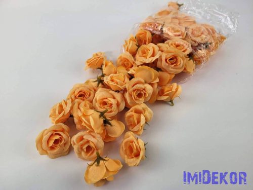 Rózsa selyemvirág fej kb 4-5cm - Halvány Narancs