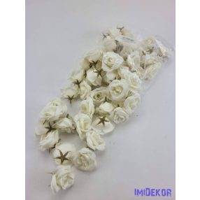 Rózsa selyemvirág fej kb 4-5cm - Ekrü