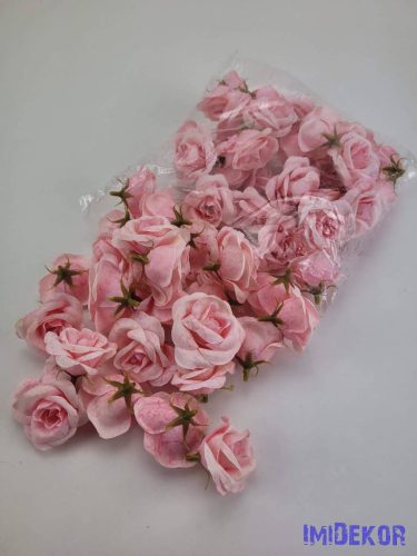 Rózsa selyemvirág fej kb 4-5cm - Halvány Rózsaszín