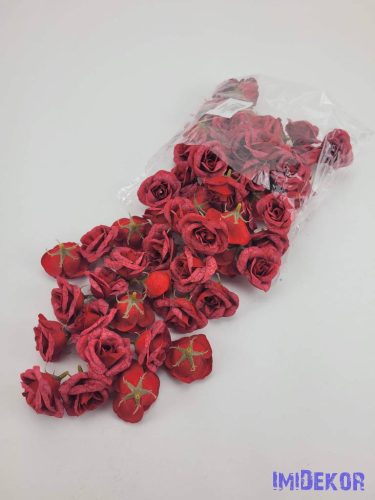 Rózsa selyemvirág fej kb 4-5cm - Piros