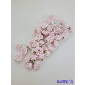 Rózsa selyemvirág fej kb 4-5cm - Babarózsaszín