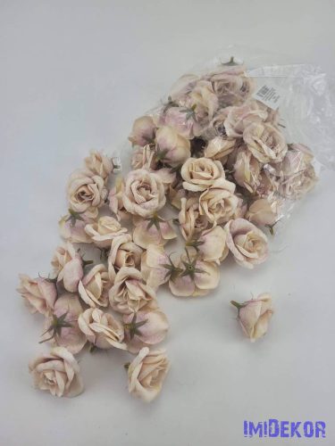Rózsa selyemvirág fej kb 4-5cm - Krémes Mályva