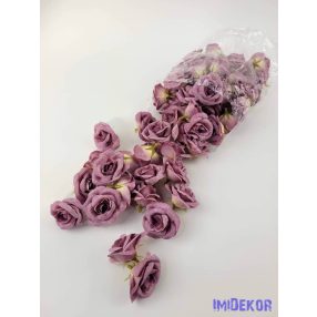 Rózsa selyemvirág fej kb 4-5cm - Antik Lila