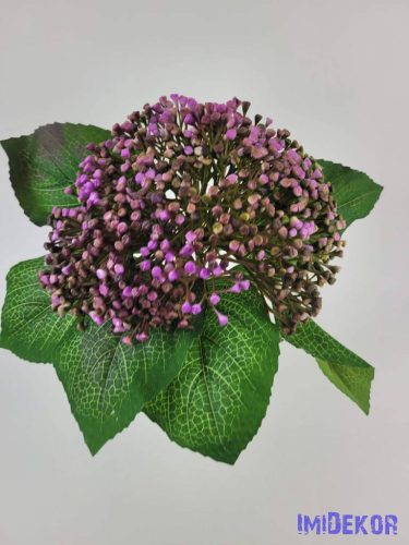 Bogyós 7 ágú díszítő csokor levéllel 30 cm - Lila