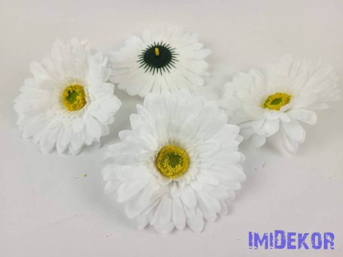 Gerbera selyemvirág fej 12,5 cm - Fehér 