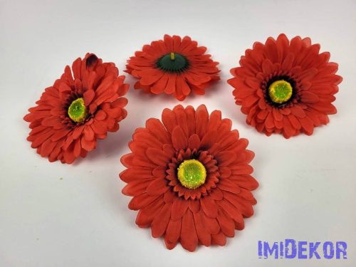 Gerbera selyemvirág fej 12,5 cm - Piros