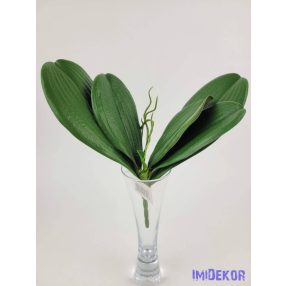 Orchidea 5 ágú élethű levél gyökérrel 17x31 cm