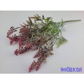 Bogyófürtös 5 ágú műzöld bokor 44 cm - Piros