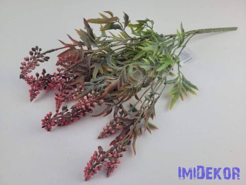 Bogyófürtös 5 ágú műzöld bokor 44 cm - Piros