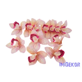 Orchidea gumis művirág fej 9 cm - Rózsaszín Foltos