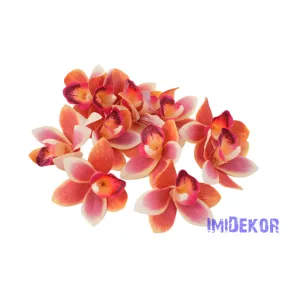 Orchidea gumis művirág fej 9 cm - Narancsos