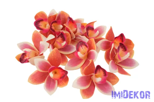 Orchidea gumis művirág fej 9 cm - Narancsos