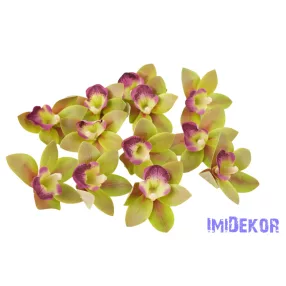 Orchidea gumis művirág fej 9 cm - Zöld