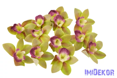 Orchidea gumis művirág fej 9 cm - Zöld