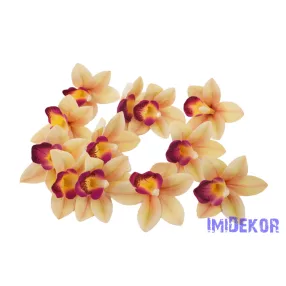 Orchidea gumis művirág fej 9 cm - Sötét Krém