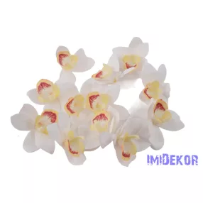 Orchidea gumis művirág fej 9 cm - Fehér