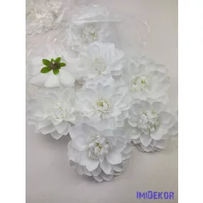 Dália selyemvirág fej 11cm - Fehér