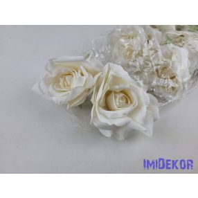 Rózsa selyemvirág fej nyílott 10 cm 911 - Ekrü