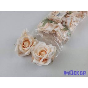 Rózsa selyemvirág fej nyílott 10 cm 911 - Halvány Barack