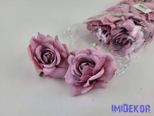 Rózsa selyemvirág fej nyílott 10 cm 911 - Világos Mályva