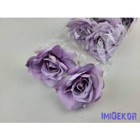 Rózsa selyemvirág fej nyílott 10 cm 911 - Világos Lilás