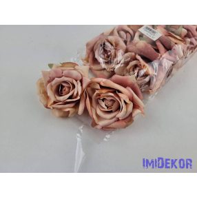   Rózsa selyemvirág fej nyílott 10 cm 911 - Világos Narancs
