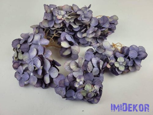 Hortenzia fej antik selyemvirág 16 cm - Lila