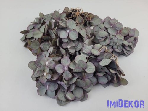 Hortenzia fej antik selyemvirág 16 cm - Szürkés Lila