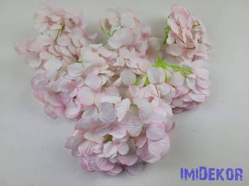 Hortenzia fej antik selyemvirág 16 cm - Babarózsaszín