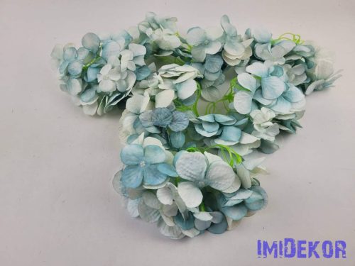 Hortenzia fej antik selyemvirág 16 cm - Kék