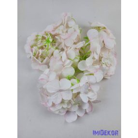 Hortenzia fej antik selyemvirág 16 cm - Krém-Rózsaszín