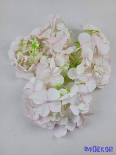 Hortenzia fej antik selyemvirág 16 cm - Krém-Rózsaszín