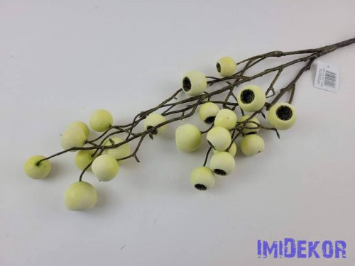 Bogyós ág 66cm - Zöldes Krém