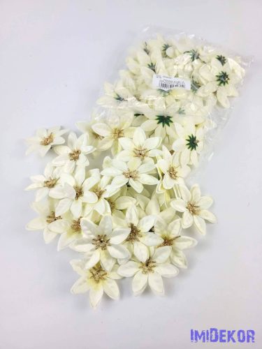 Mikulásvirág selyemvirág fej D6,5cm - Fehér